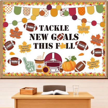 Football Classroom Bulletin Board Decor - Tackle New Goals Fall Theme