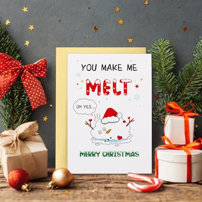 Funny Christmas Card for Husband - Snowman Variation, Flirty Love Greeting 5.5x8 inch