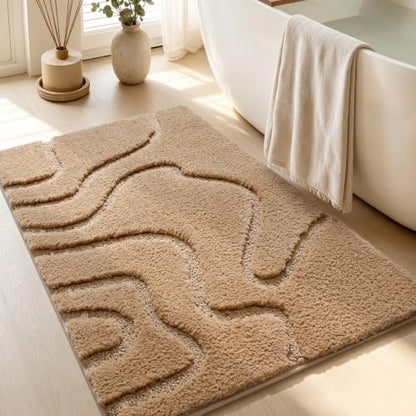 YIHOUSE 24x36 Inch Soft Non-Slip Absorbent Bathroom Rug - Beige