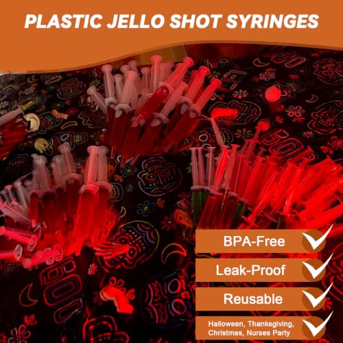 125 Pack Reusable Plastic Jello Shot Syringes with Tip Caps - 10ml Dispensers