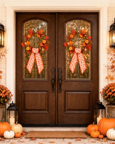 Autumn Wreath Sash Set for Front Door - Fall Decor, 2-Pack