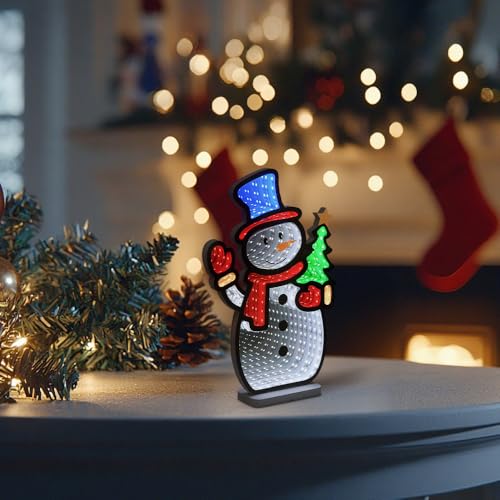 Snowman Infinity Mirror Tunnel Light - Indoor Christmas Decor with Variations