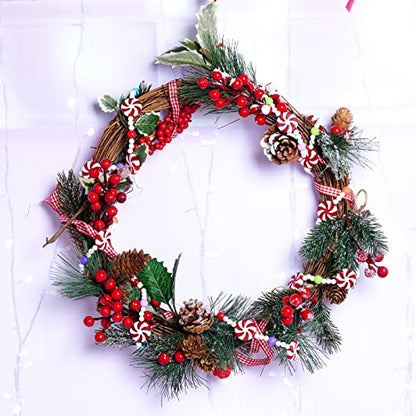 Christmas Candy Beaded Garland - Red & White Peppermint Decor for Holiday Tree & Party