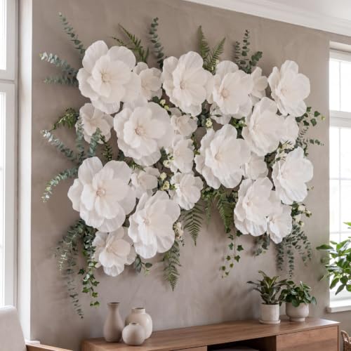 White 96 Pcs Giant Paper Flower Set - Large Artificial Flower Decorations