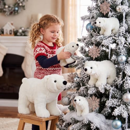 Christmas Polar Bear Ornaments Set - 3 Sizes, White Holiday Decorations (Variation: Cute / 10.63" x 17.72", 7.87" x 13.78", 5.12" x 7.87")