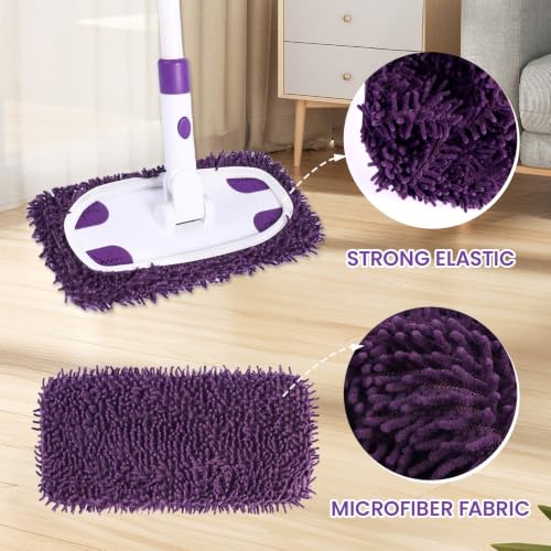 Purple 2-in-1 Sweeper Mop with 4 Washable Microfiber Pads - Eco-Friendly & Deep Cleaning