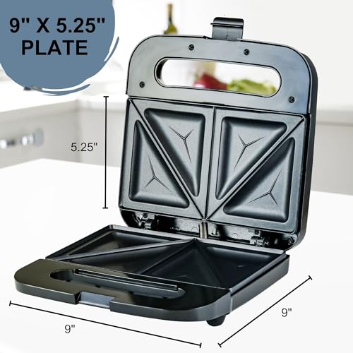 OVENTE Electric Sandwich Maker with Non-Stick Plates, Indicator Lights, Cool Touch Handle, Easy to Clean and Store, Perfect for Cooking Breakfast, Grilled Cheese, Tuna Melts and Snacks, Black GPS401B