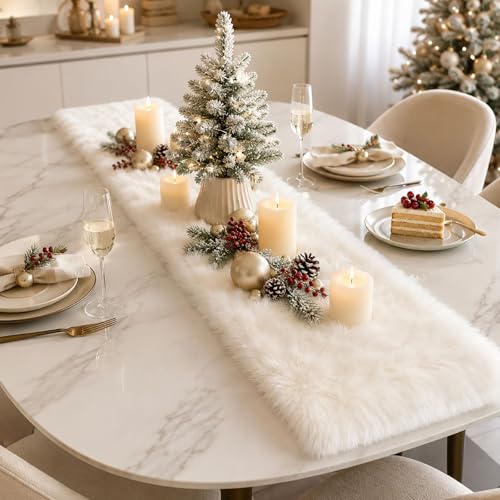 Faux Fur Table Runner Fluffy Christmas Wedding Decor 11.8x48 Inch - Variation of THIS listing