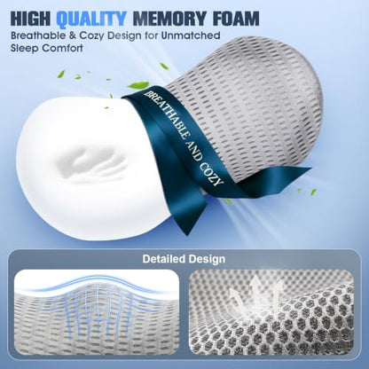 Ergonomic Memory Foam Lumbar Support Pillow for Chairs Gray