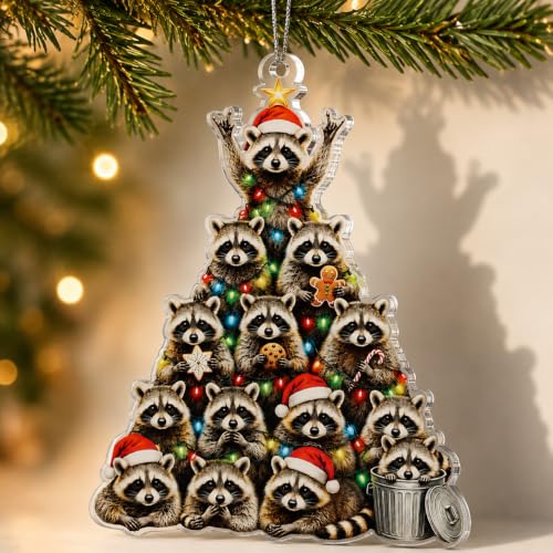 Raccoon Christmas Ornament Tree Decoration - Festive Holiday Keepsake - RUSATEN