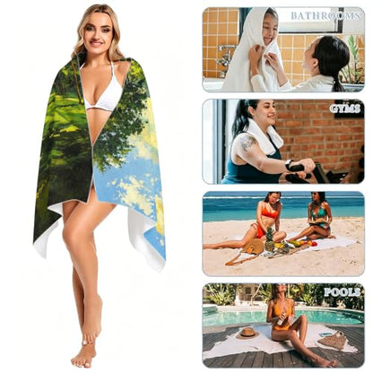 Vintage Golf Pattern Beach Towel - Large 36x72 Inch Absorbent Quick Dry Sea Blue