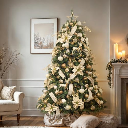 6ft Christmas Tree with Ornaments and Lights - Champagne All-in-One Holiday Decor