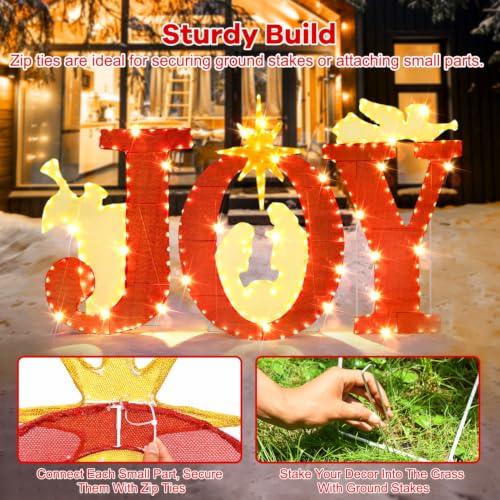 Large Outdoor Nativity Scene Christmas Decorations with Lighted Joy Sign - Weatherproof Yard Display