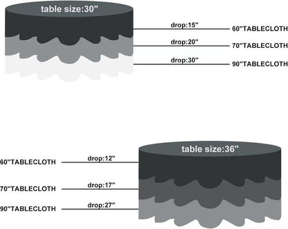 Fokitut Waterproof Round Tablecloth - Stain Resistant Polyester Fabric Cover | 60 Inch Black for Dining & Events