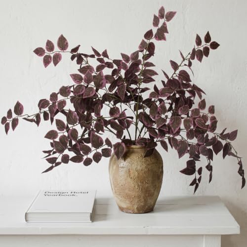 Burgundy Fall Artificial Eucalyptus Stems - 6 Pack, 35 Inch Faux Decor