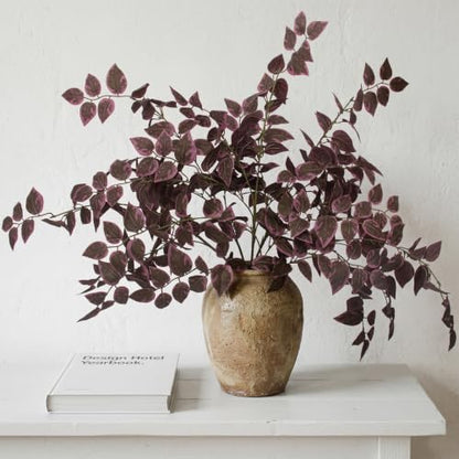 Burgundy Fall Artificial Eucalyptus Stems - 6 Pack, 35 Inch Faux Decor