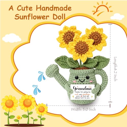 Grandma Gift Sunflower Crochet Plant - Handmade Inspirational Decor