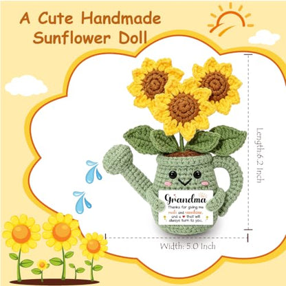 Grandma Gift Sunflower Crochet Plant - Handmade Inspirational Decor