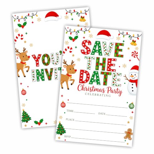 Plaid Reindeer Save The Date Christmas Invitations Pack with Envelopes - 4x6, 20 Count
