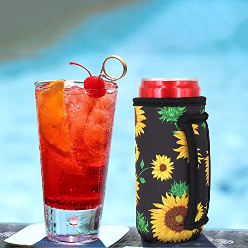 Checkerboard Reusable Can Sleeve with Handle - Set of 3 Insulated Drink Sleeves