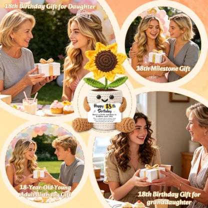 Happy 18th Birthday Gift for Girls Sunflower Crochet - Variation of 18th Birthday