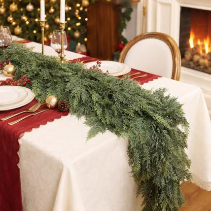 Christmas Cedar Garland 9FT Real Touch Greenery for Mantle Decor - Variation 1