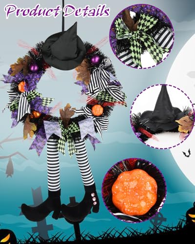 Halloween Wreath for Front Door Indoor Outdoor Decorations 13x24 Inch