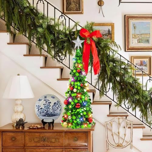 Green 3ft Collapsible Christmas Tree with Lights and Ornaments - Holiday Decor