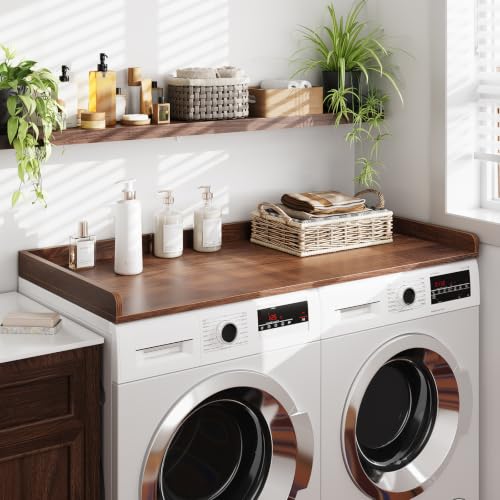 Wood Washer Dryer Countertop - 54 Inches Wide, Walnut Finish