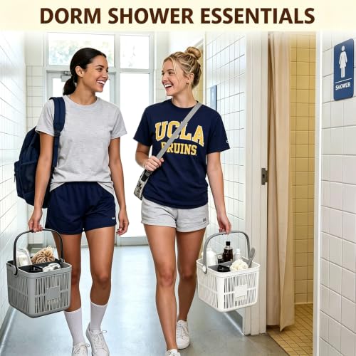 Gray Portable Shower Caddy with Removable Tray for Dorm & Travel