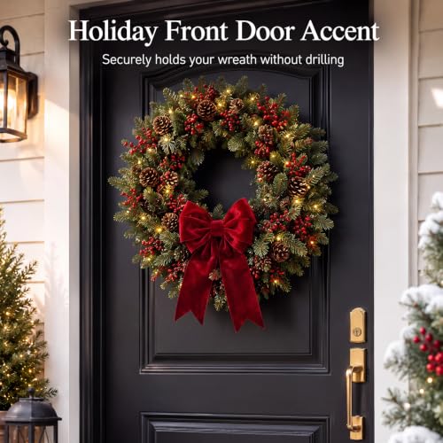 2 Pack Gold Suction Cup Wreath Hooks for Glass Doors - Heavy Duty Support