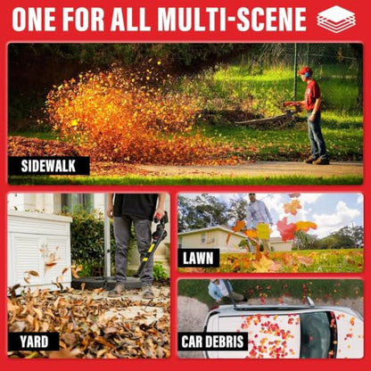 MZK 20V Cordless Leaf Blower - Red, Lightweight, Battery-Powered Yard Cleaner