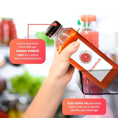 Reli 16oz Plastic Juice Bottles with Caps & Labels - Pack of 24