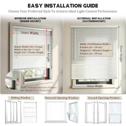 Sky Blue Aluminum Venetian Blinds Room Divider Horizontal Window Shades - Upgraded Light Control