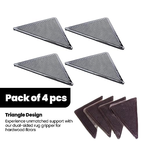 Muddy Mat® | Absorbent Microfiber Chenille Door Mat Atlantic Blue 18" x 28" with Heavy Duty Non-Slip Rug Corner Pad (Pack of 4)- Double-Sided Adhesive Pad for Corners - Ultimate Floor Protection Combo