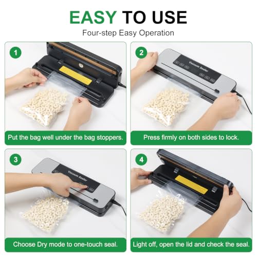 Automatic Food Vacuum Sealer Machine with Bag Cutter - Compact & 6 Modes