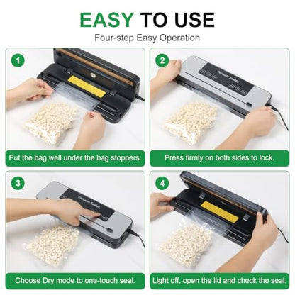 Automatic Food Vacuum Sealer Machine with Bag Cutter - Compact & 6 Modes