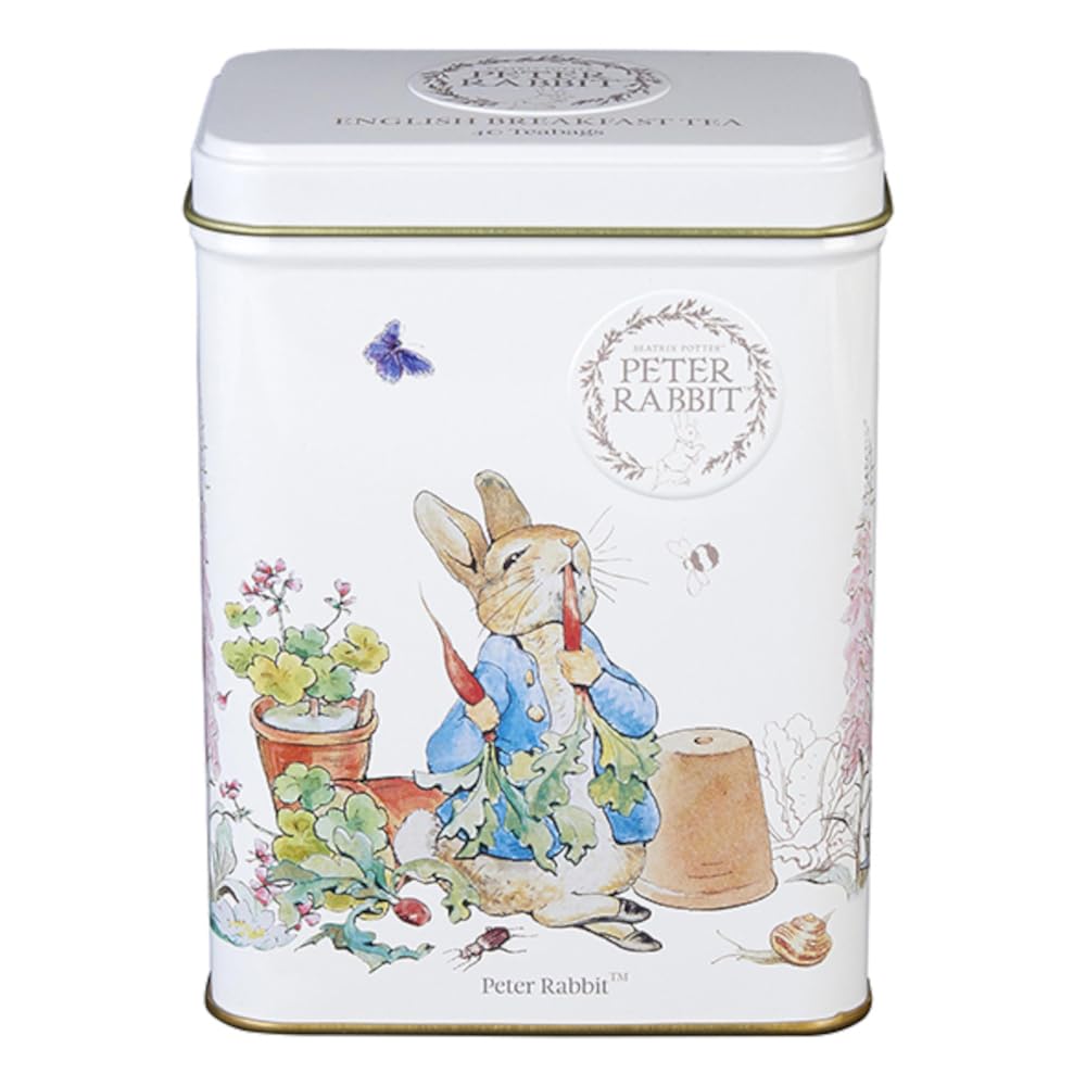 New English Teas Peter Rabbit Tea Tin with 40 English Breakfast Teabags, Beatrix Potter