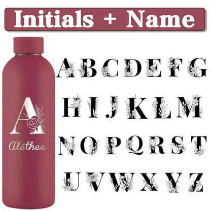 Personalized Water Bottles Custom Engraved Sports Bottles with Initials Name Logo 16oz Cup Customized Insulated Stainless Steel Bottle Keep Cold Hot Office Birthday Gifts for Men Women |7 Colors