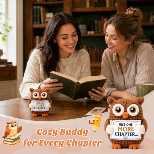 Book Lover Gift Mini Crochet Owl for Readers - Handmade Bookish Decor