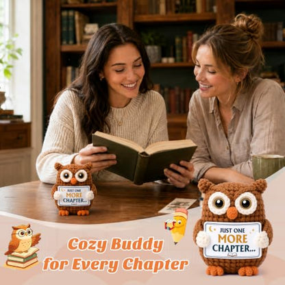 Book Lover Gift Mini Crochet Owl for Readers - Handmade Bookish Decor