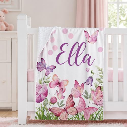 Personalized Baby Blanket for Girls 30x40 Inch Soft Minky Nursery Blanket with Name - Variation 09