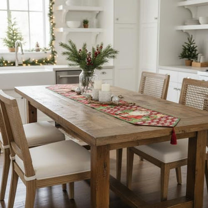 Santa Tapestry Table Runner - Christmas Holiday Decor, Red & Green, 13 x 72 (Variation of THIS listing)