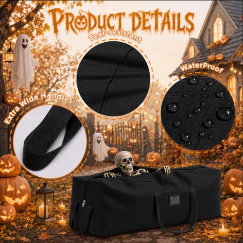 Black Halloween Skull Storage Bag Fits 12 Ft Skeleton or Xmas Tree