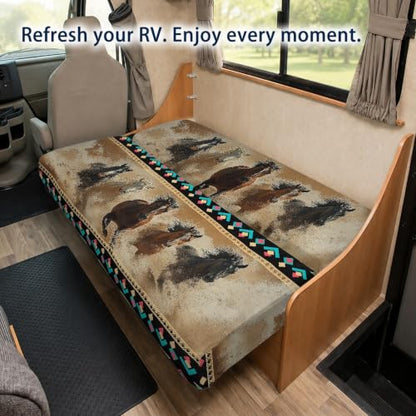 Tribal Horse RV Loveseat Cover for Camper Couch & Sofa - Stretch Fit, Protects Upholstery