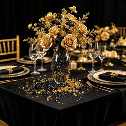 Black and Gold Acrylic Vase Fillers - 1000 Loose Decorative Diamonds