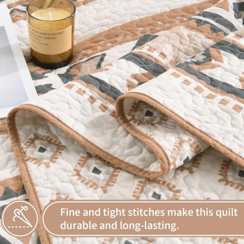 King Cotton Quilt Set Southwestern Aztec Reversible Rustic Bedding