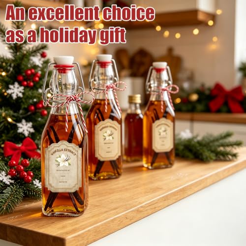 8 Pack 8oz Glass Swing Top Bottles for Vanilla Extract and Beverages