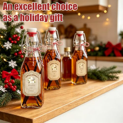 8 Pack 8oz Glass Swing Top Bottles for Vanilla Extract and Beverages