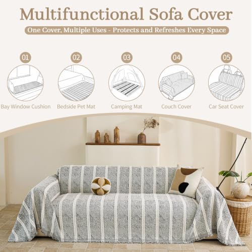 Warmstar Washable Chenille Sofa Cover for 3 Cushion Couch - Black 91x150